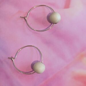 Natalie Borton Emma hoop earrings with wood beads